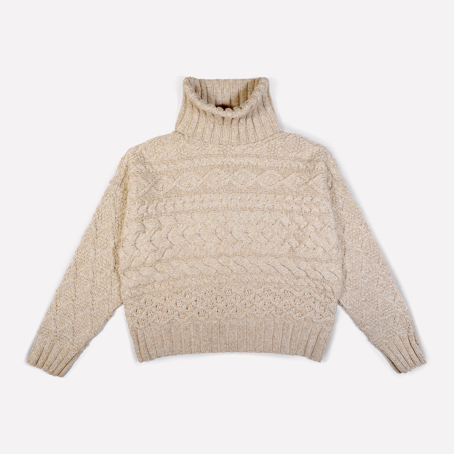 Cable Sweater in Beige Marl