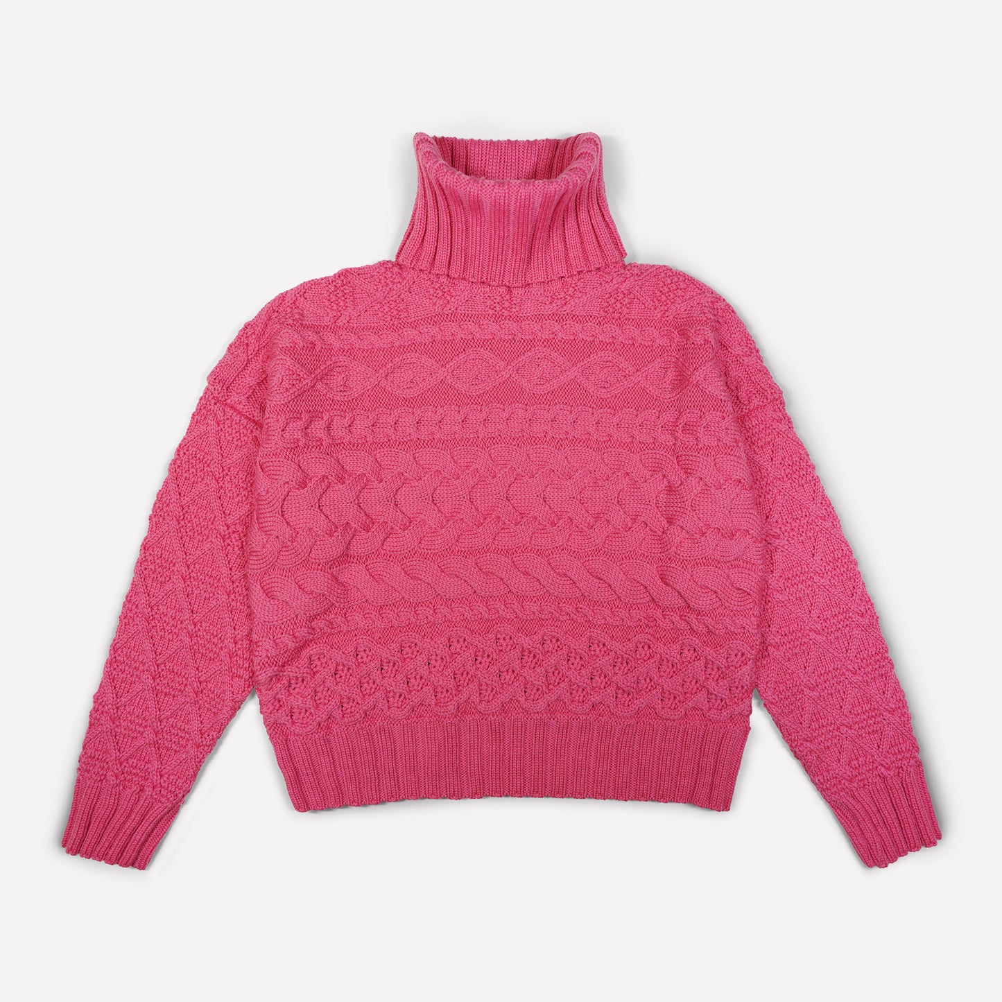 Cable Sweater in Hot Pink