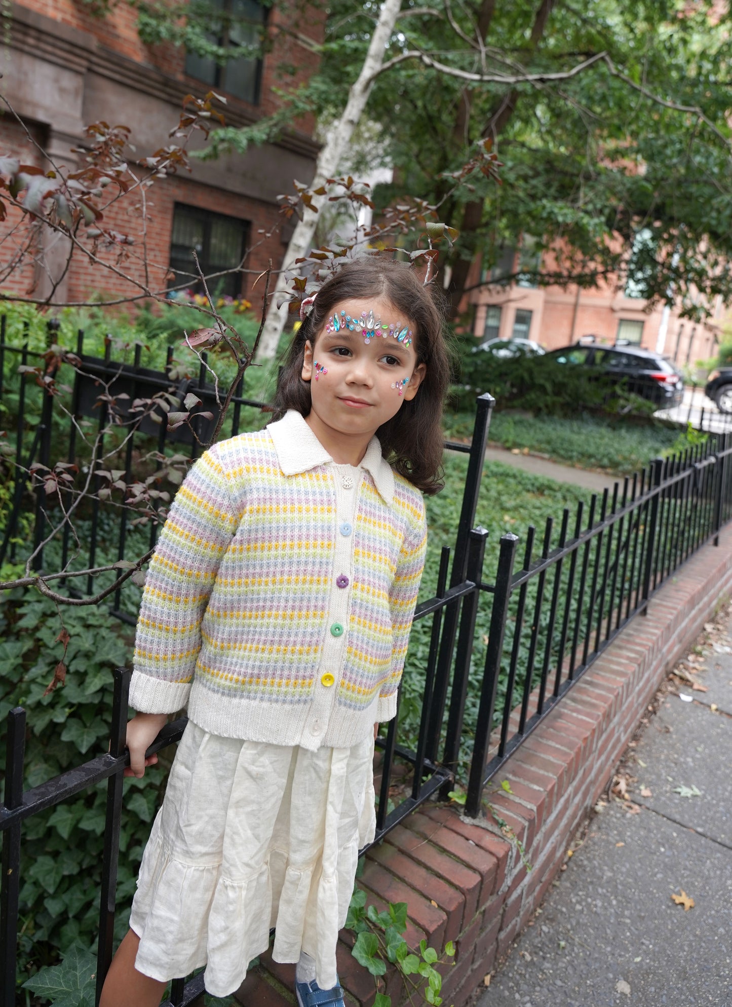 Mismatch Cardigan Mini in Multi Lime