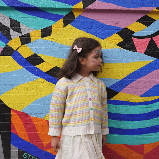 Mismatch Cardigan Mini in Multi Lime