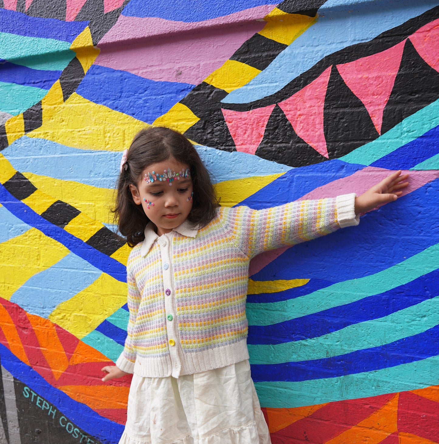 Mismatch Cardigan Mini in Multi Lime