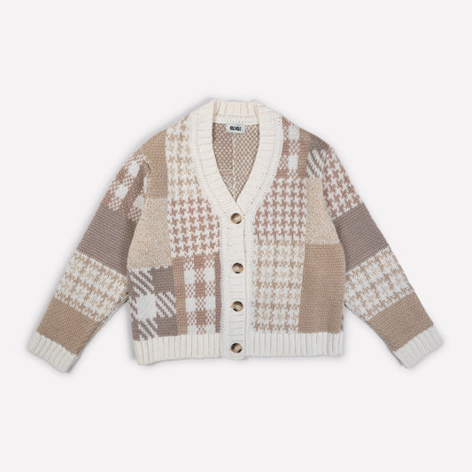 Patchwork Cardigan Mini in Beige Multi