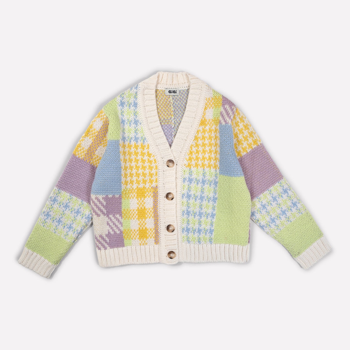 Patchwork Cardigan Mini in Lime Multi