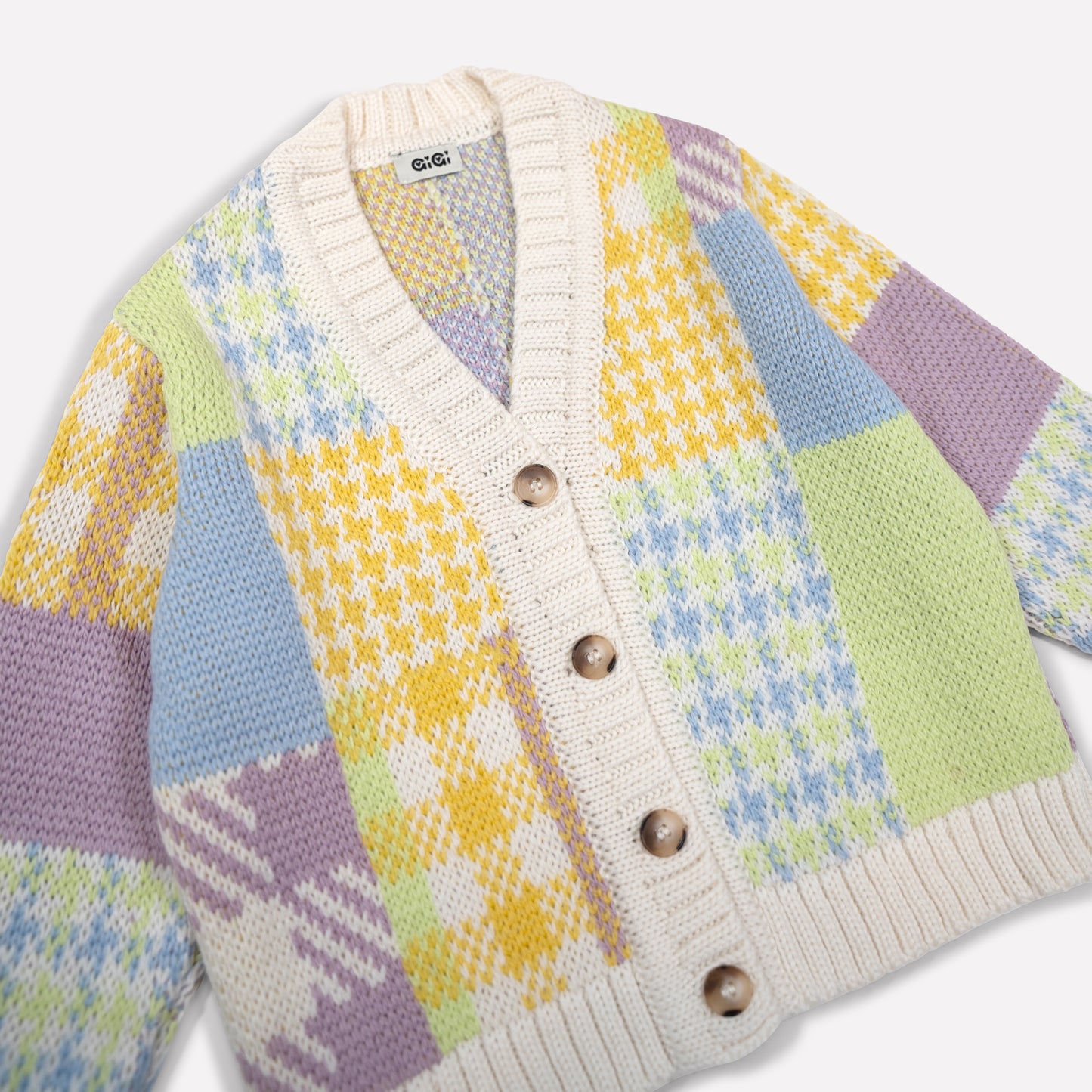 Patchwork Cardigan Mini in Lime Multi
