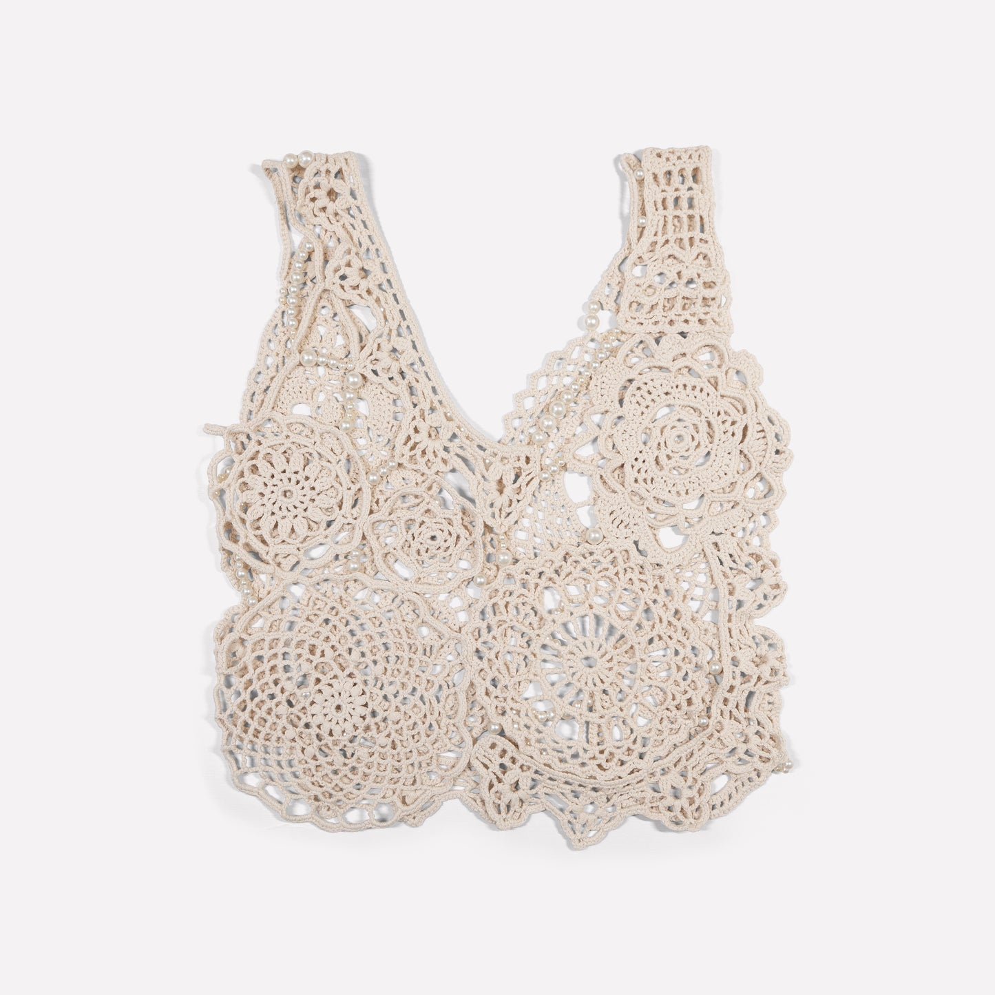 Crochet Pearl Cotton Top In Natural