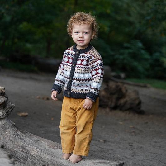 Bee Garden Cardigan Mini in Brown Multi