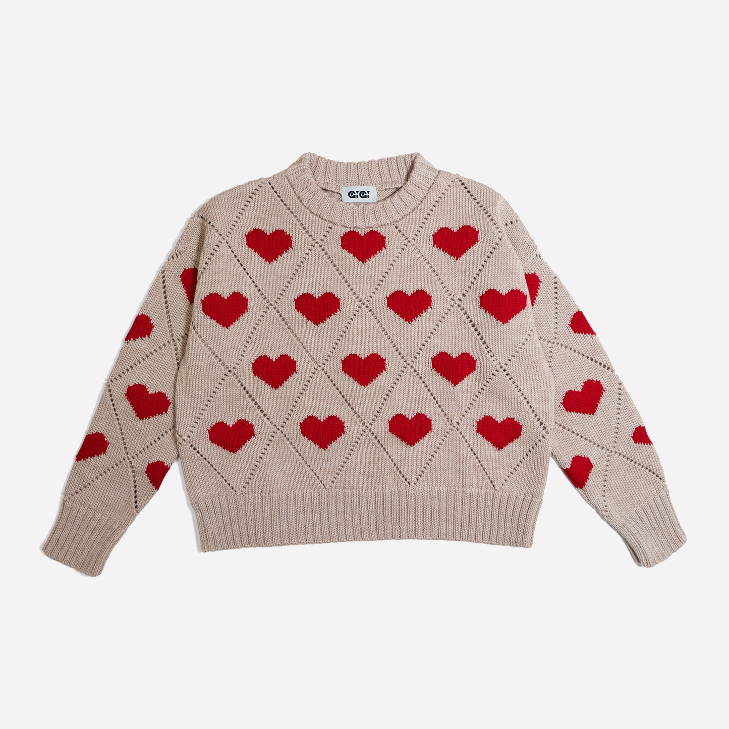 Love Sweater in Beige & Red