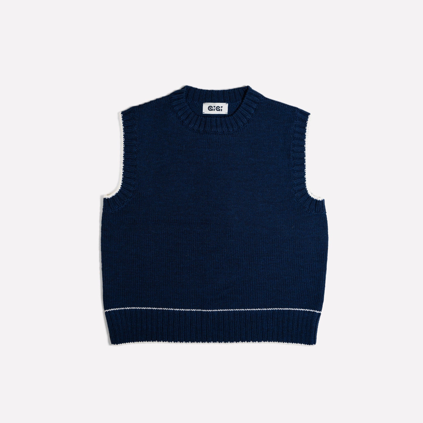 Lara Vest in Navy & Ivory