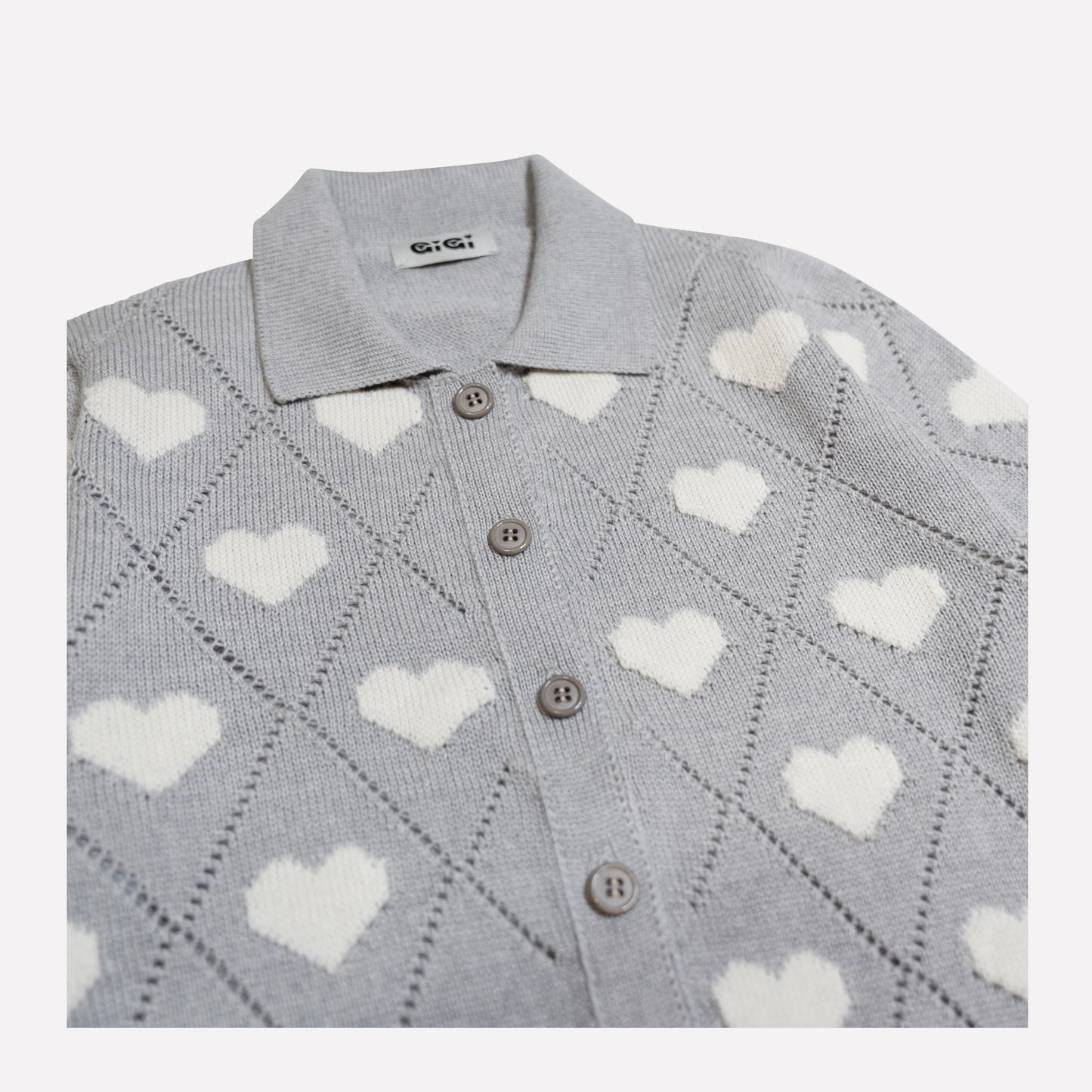 Love Polo Cardigan in Light Grey
