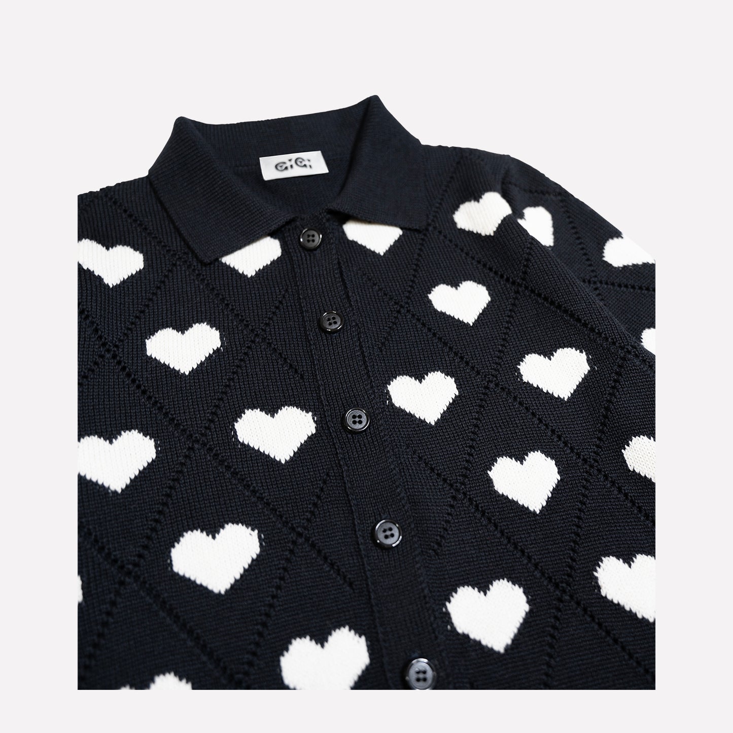 Love Polo Cardigan in Black & Ivory