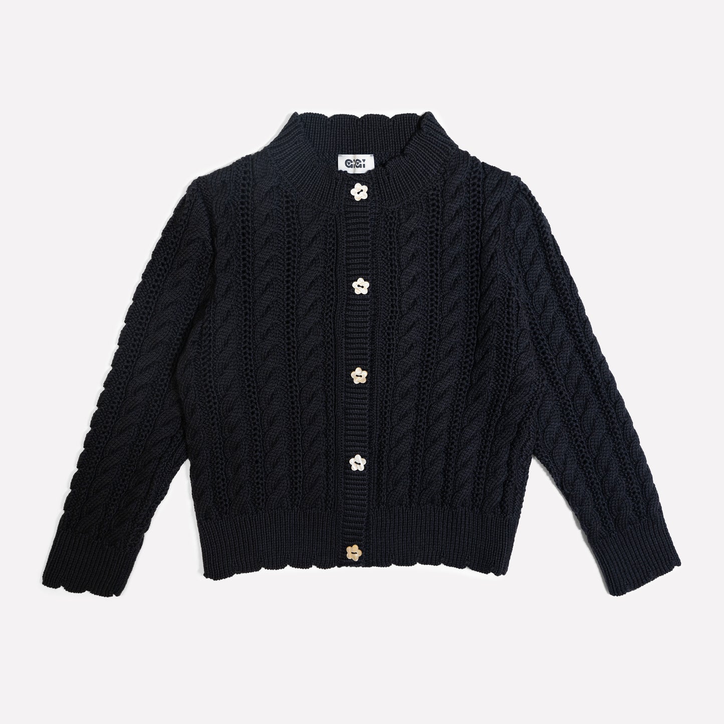 Ailis Eyelet Cardigan in Black