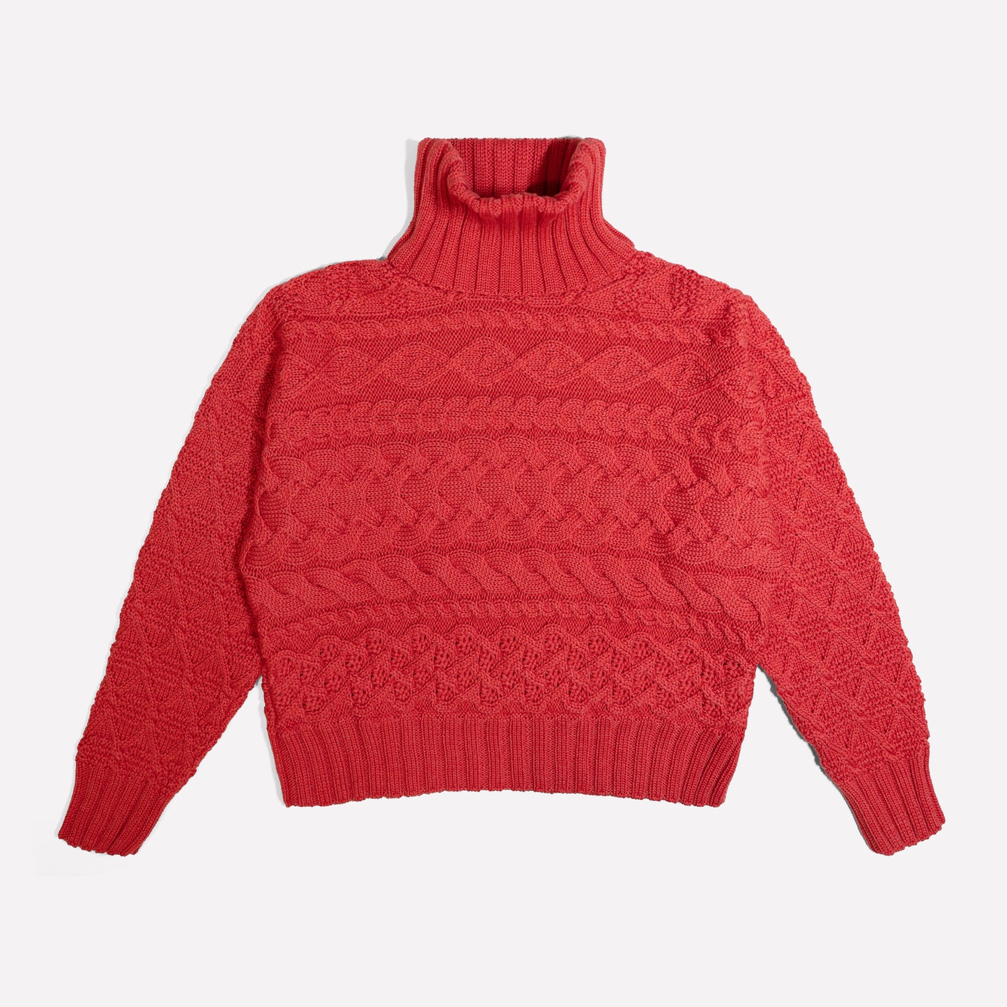 Cable Sweater in Red Marl