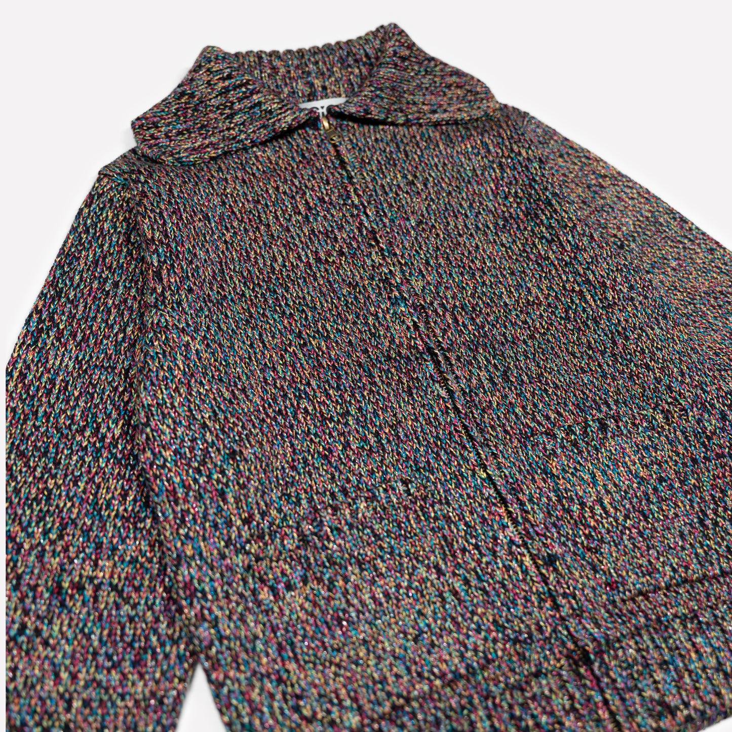 Goldie Zip Cardigan in Black Multi Lurex