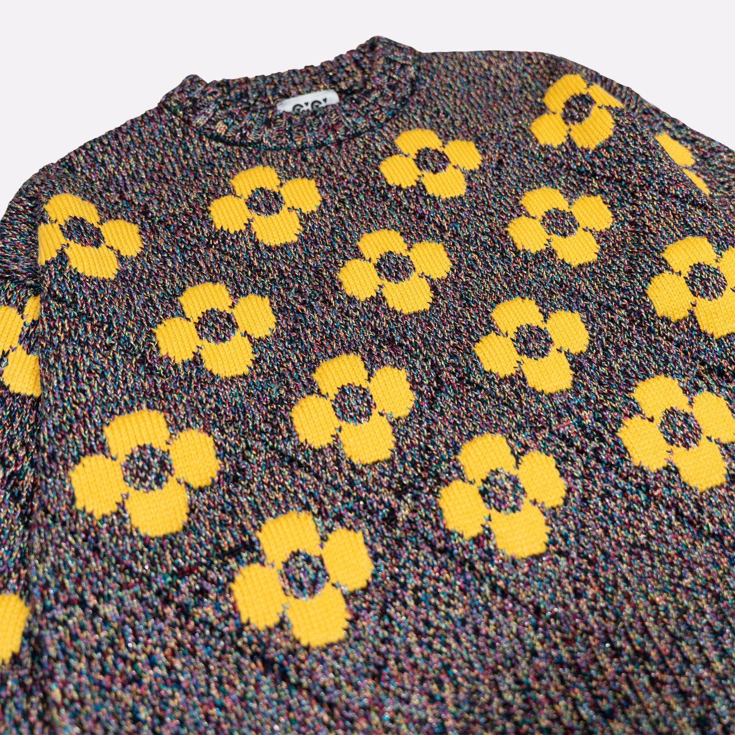 Flower Power Sweater in Black Multi Lurex & Yellow