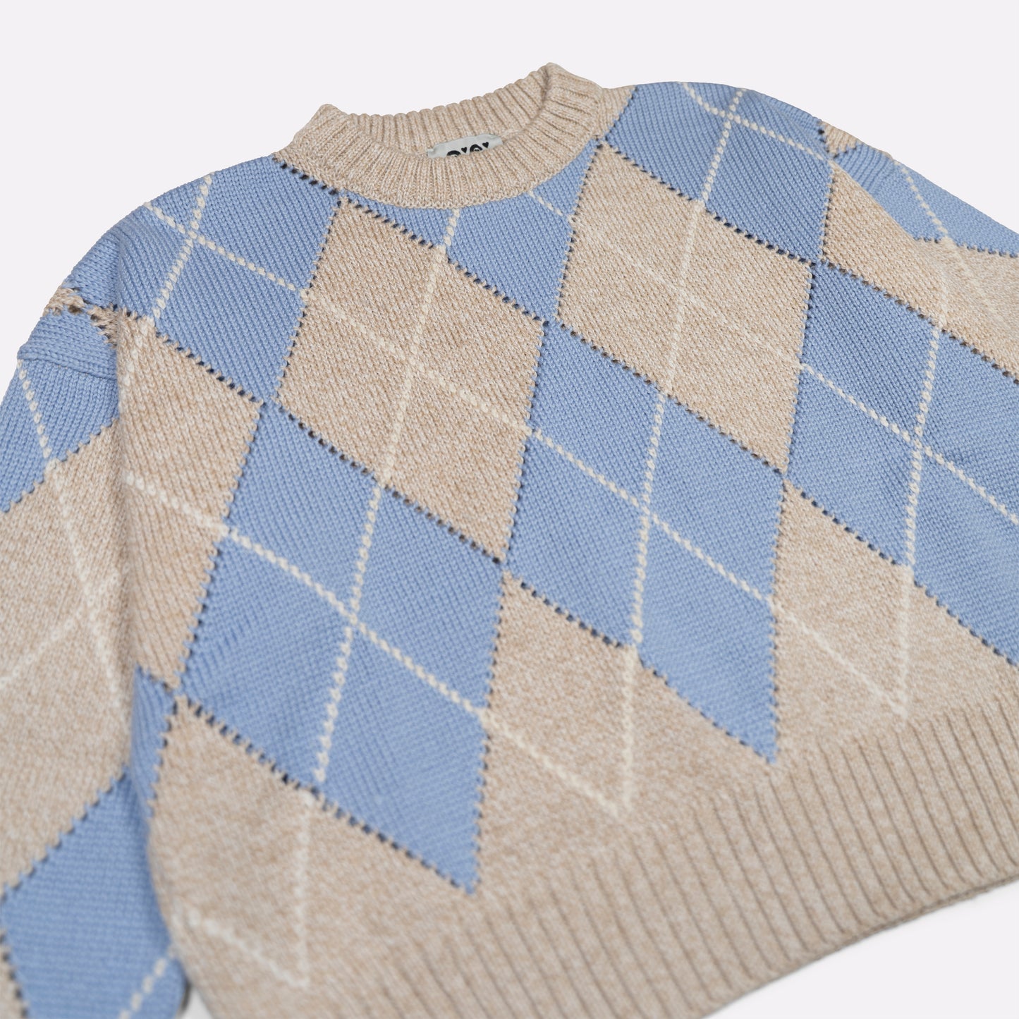 Annie Argyle Sweater in Beige & Light Blue