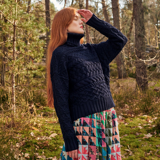 Cable Sweater in Navy