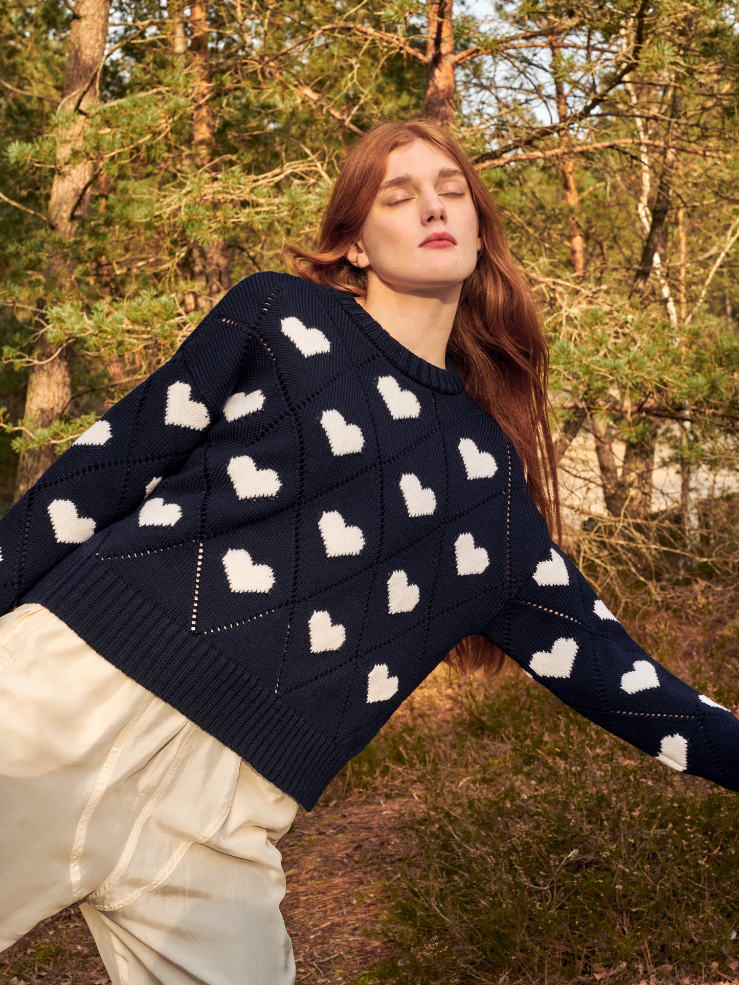 Love Sweater in Navy & Ivory