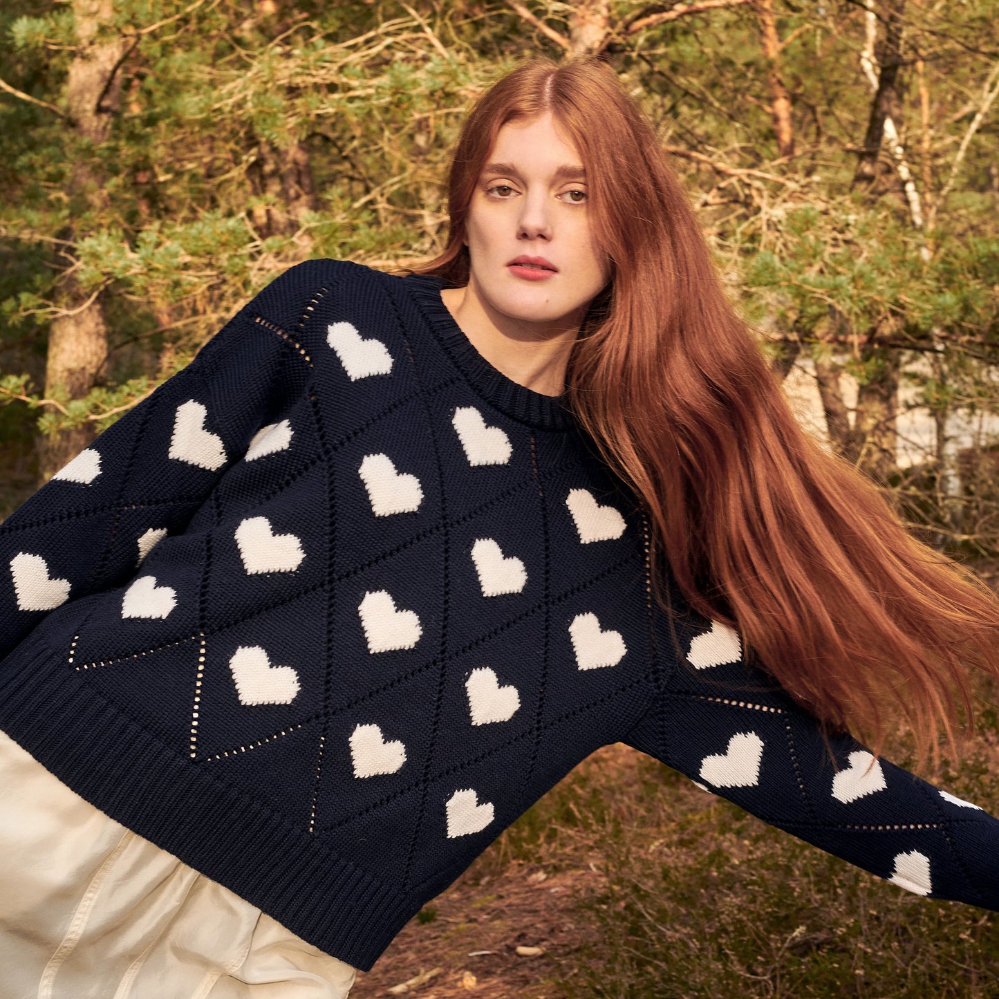 Love Sweater in Navy & Ivory