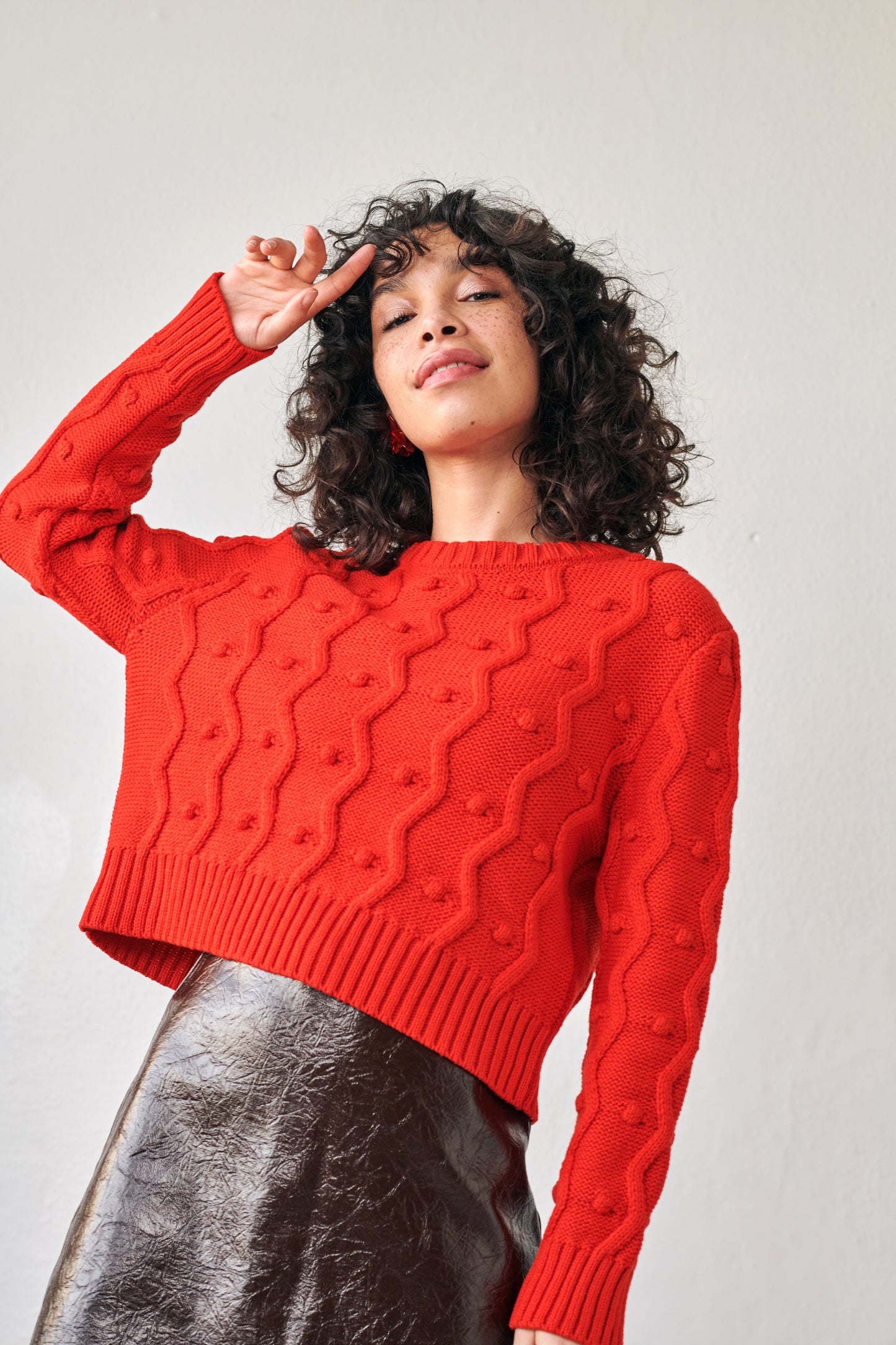 Bubble Sweater in Red