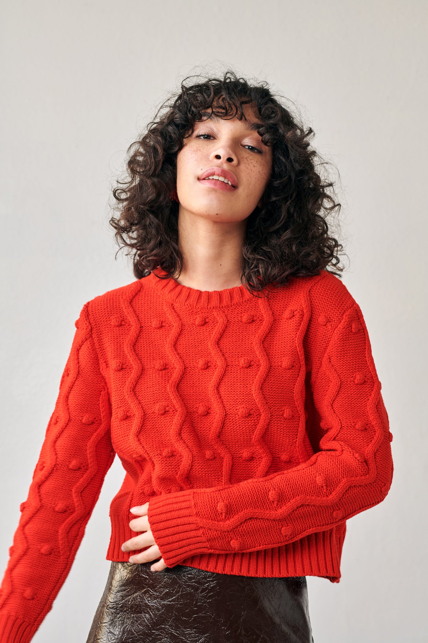 Bubble Sweater in Red