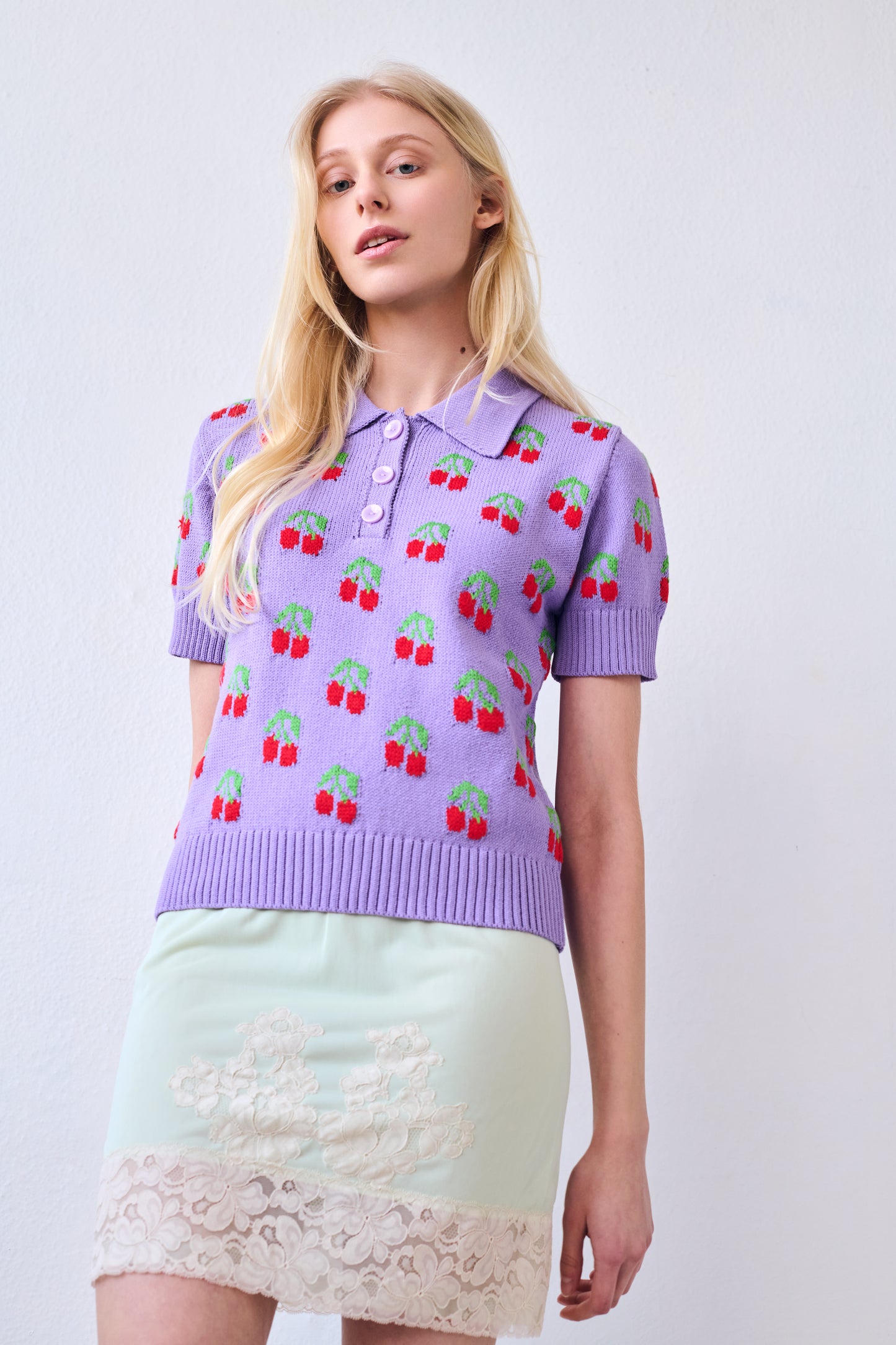 Cherry Polo Top, Violet