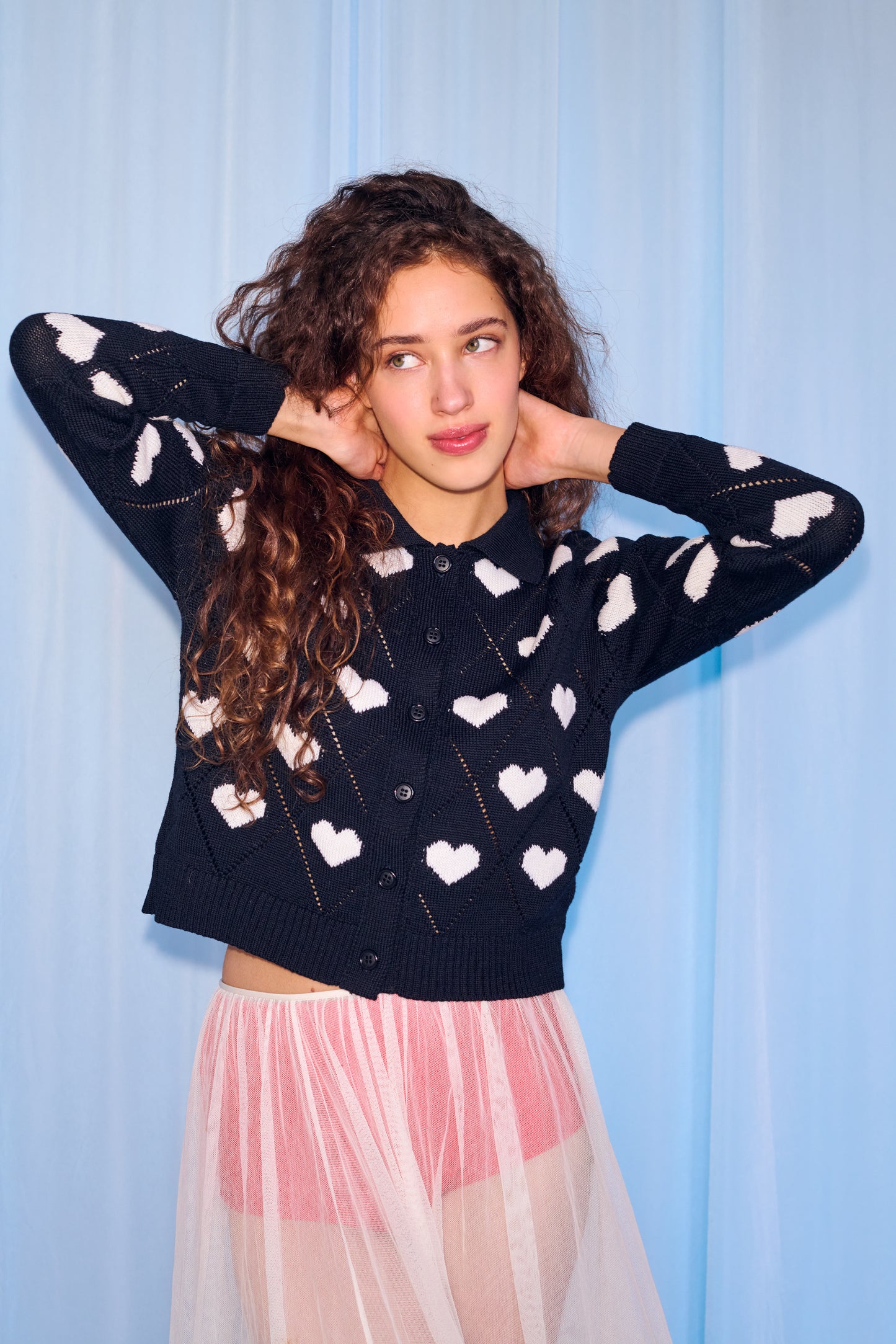 Love Polo Cardigan in Black & Ivory