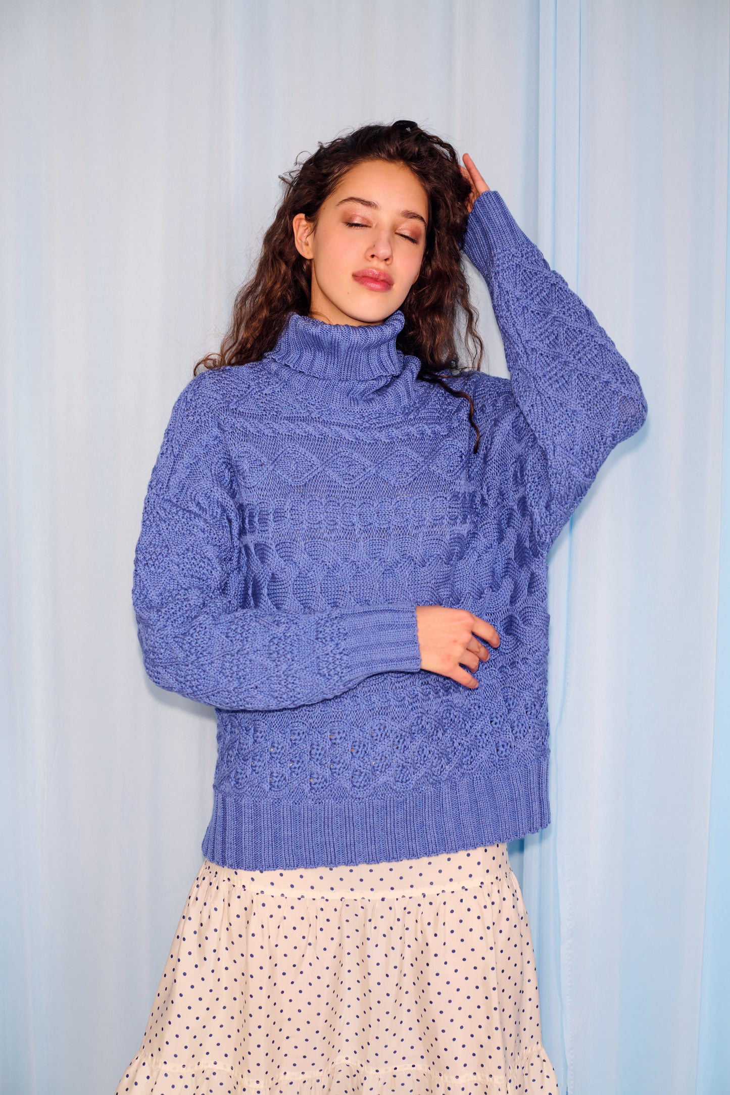 Cable Sweater in Blue Marl