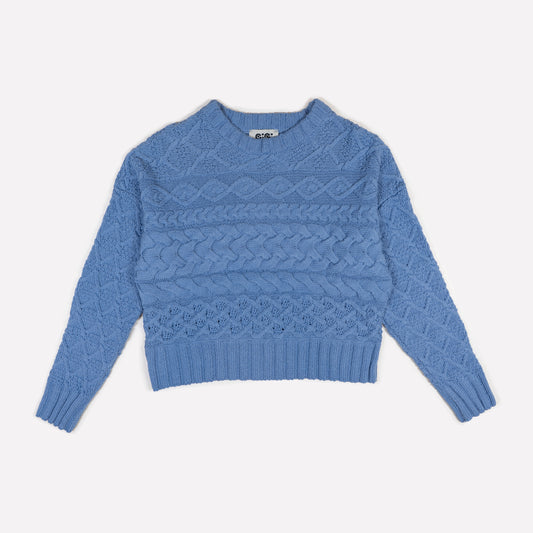 Cable Cotton Sweater in Blue