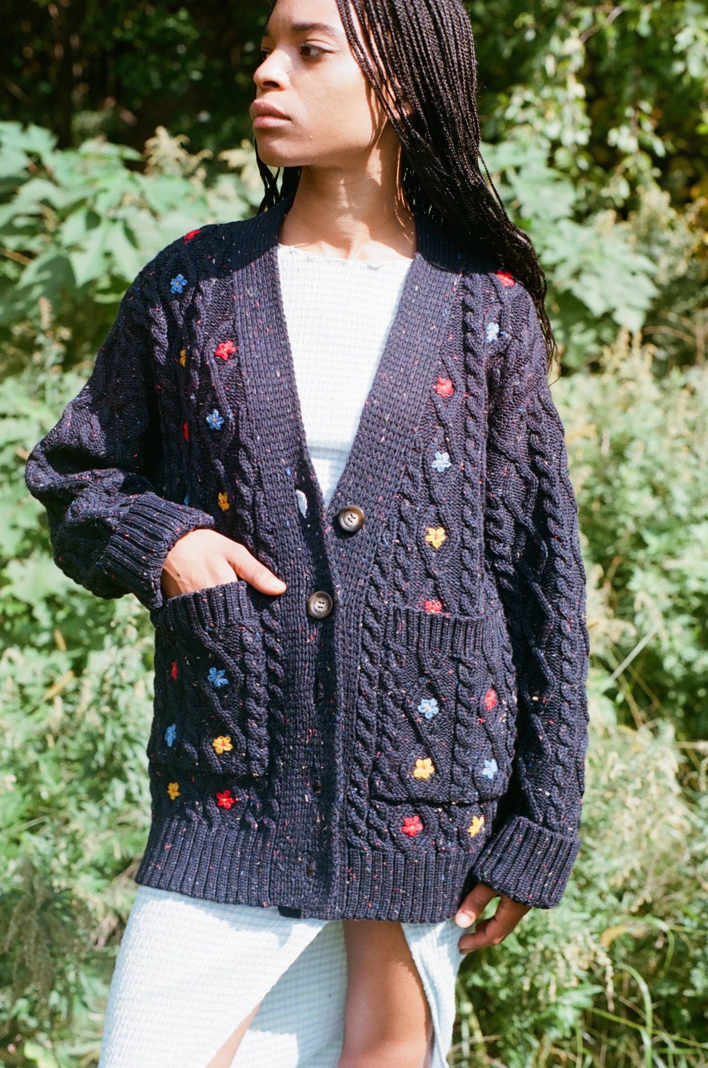 Wild Flower Cardi in Navy
