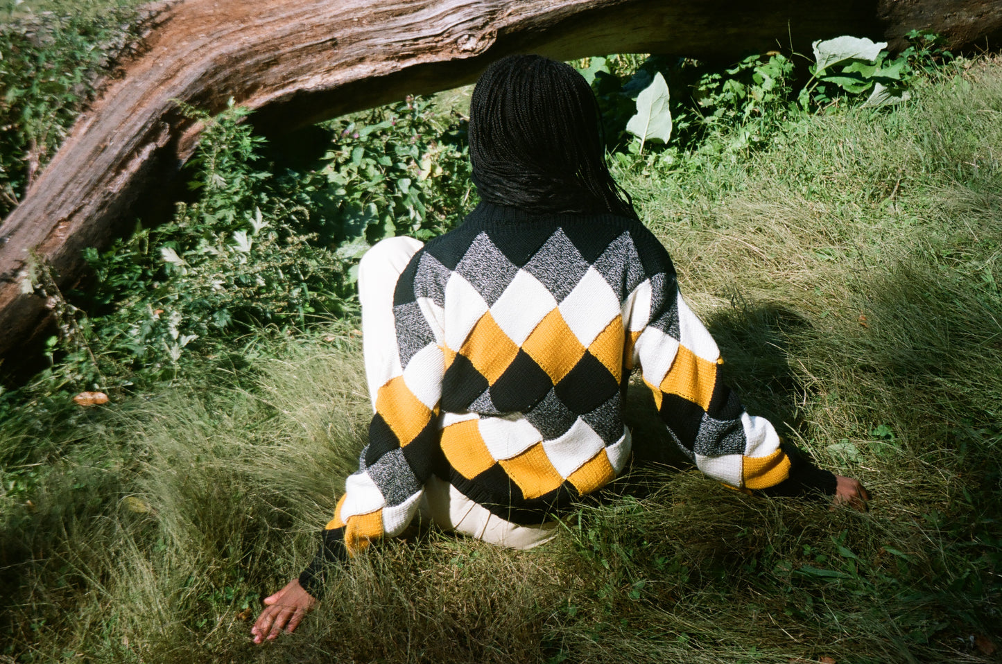 Basket-Weave Sweater in Yellow Multi