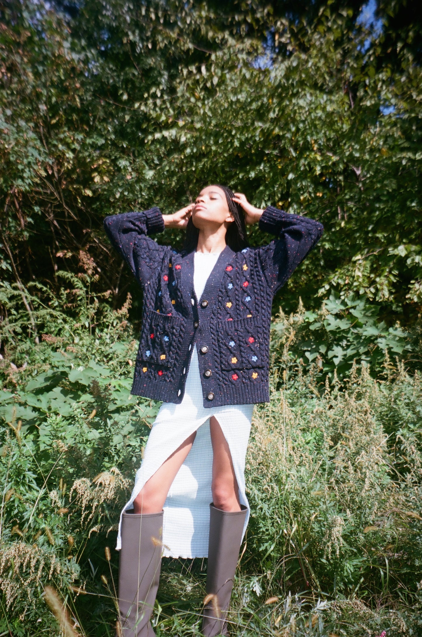 Wild Flower Cardi in Navy