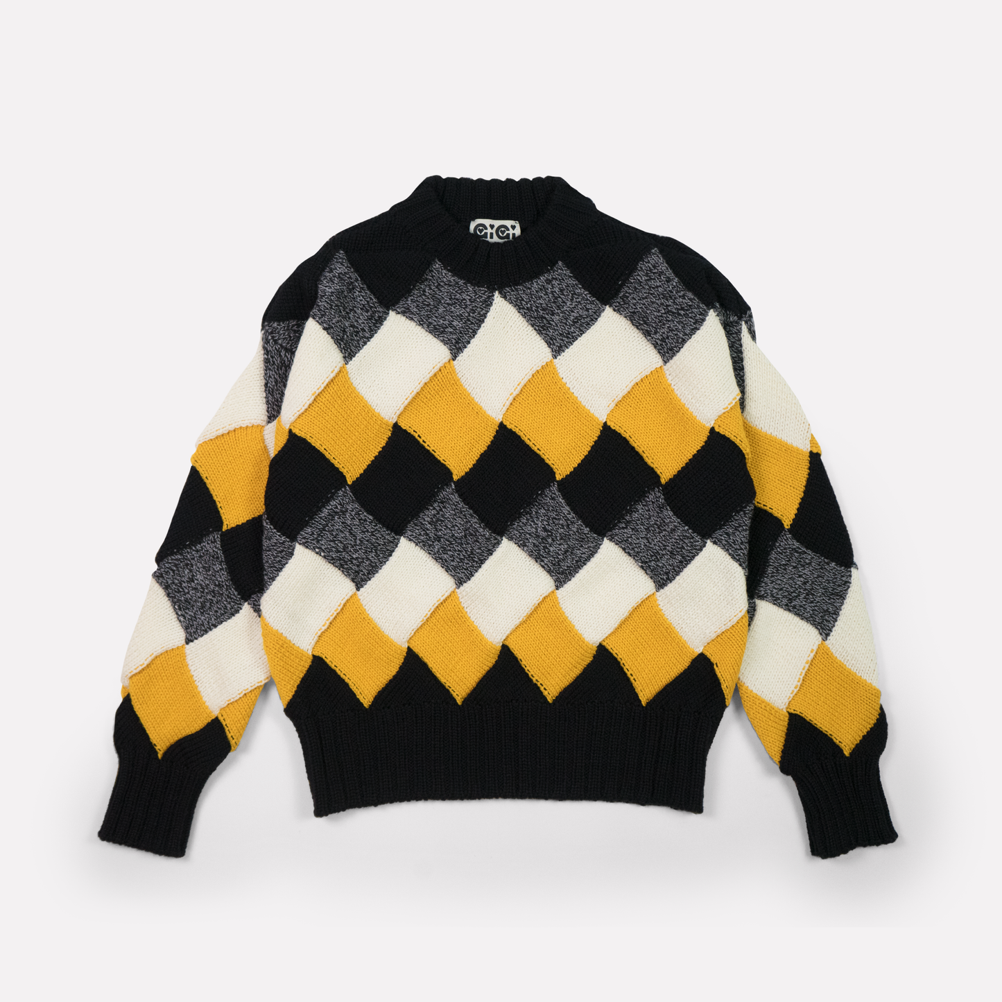 Basket-Weave Sweater in Yellow Multi