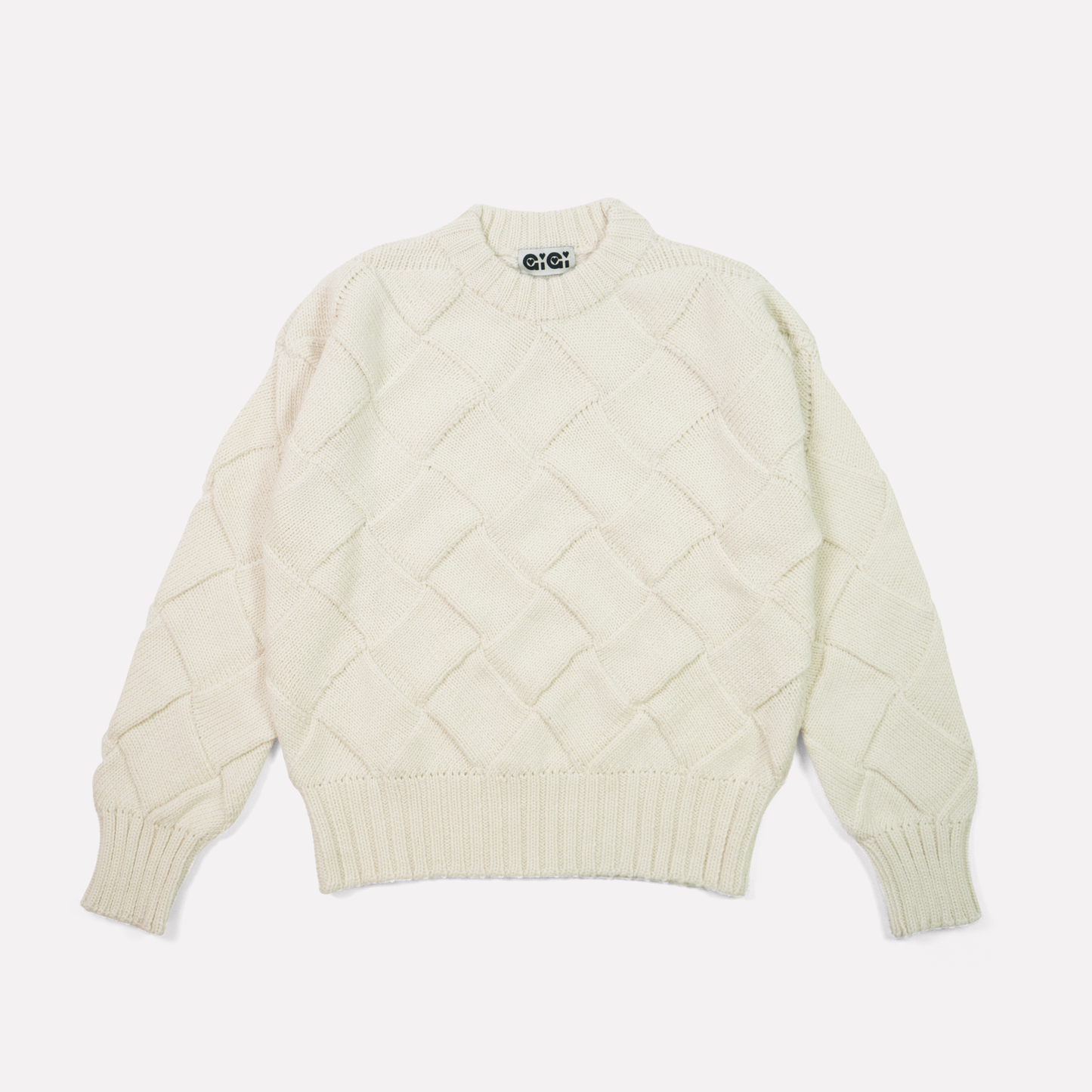Basket-Weave Sweater in Cream