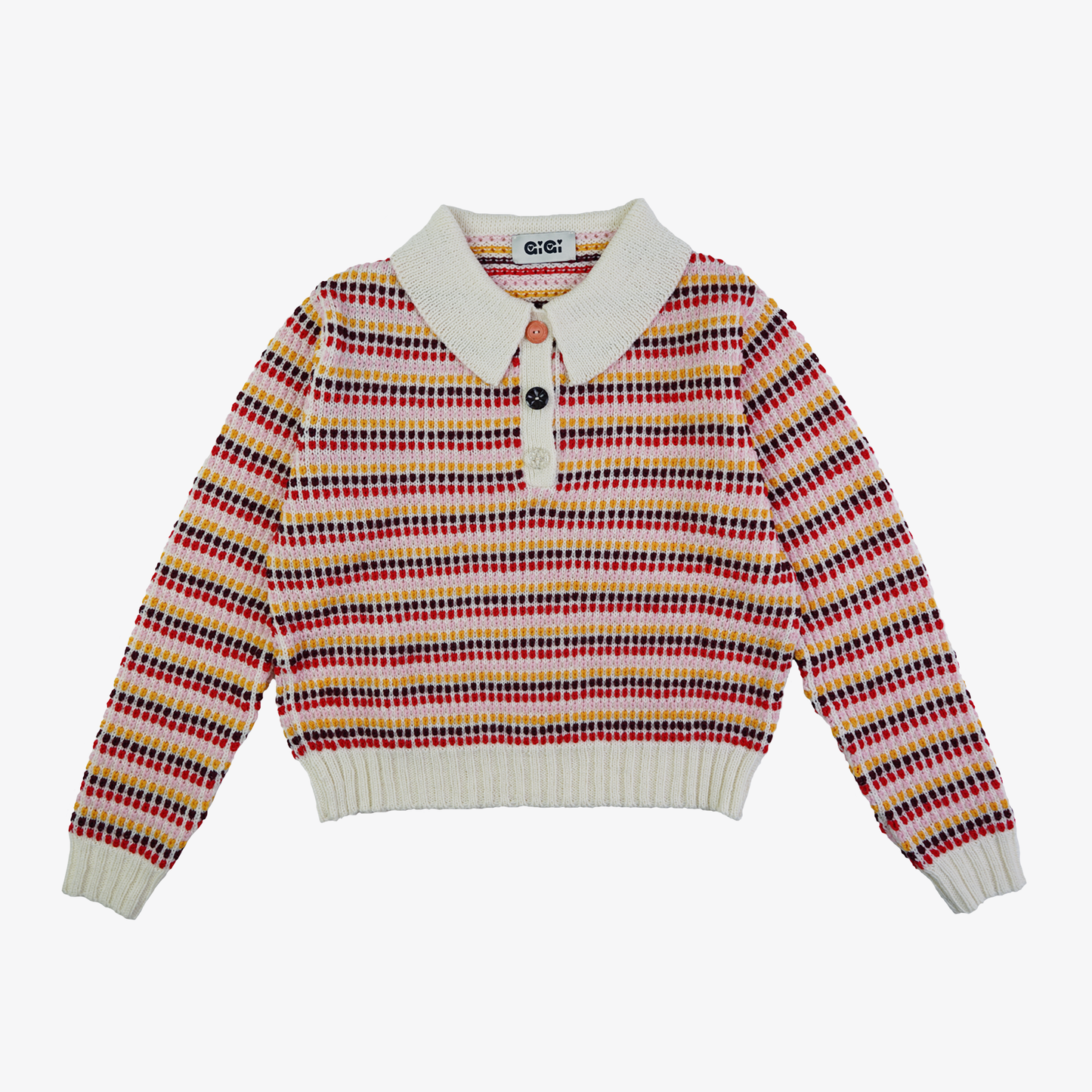 Mismatch Polo Sweater in Orange Multi