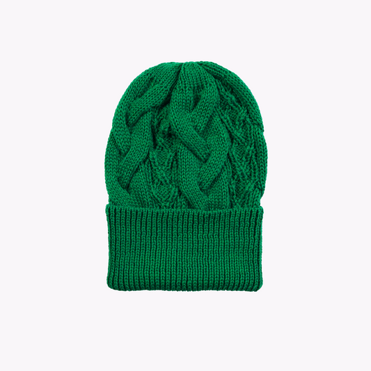 Cable Hat in Bright Green