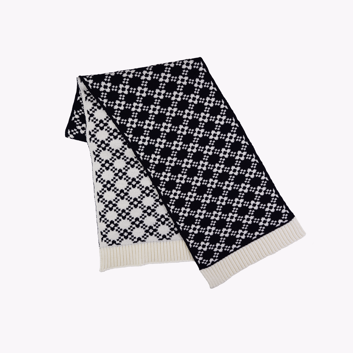 Flower Chain Scarf in Black & White