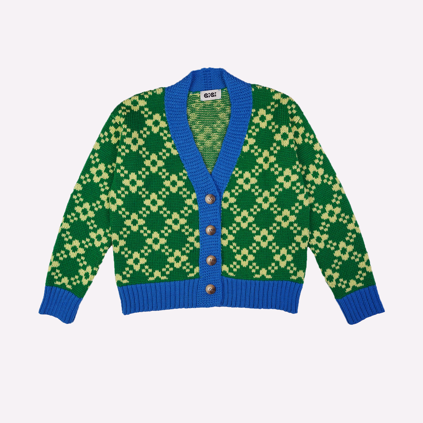 Flower Chain Cardi in Bright Green