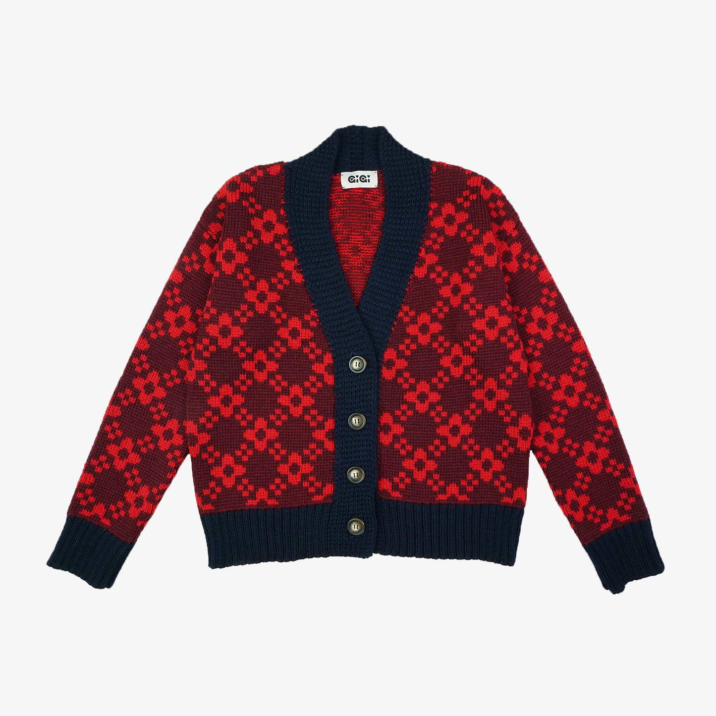 Flower Chain Cardi in Burgundy