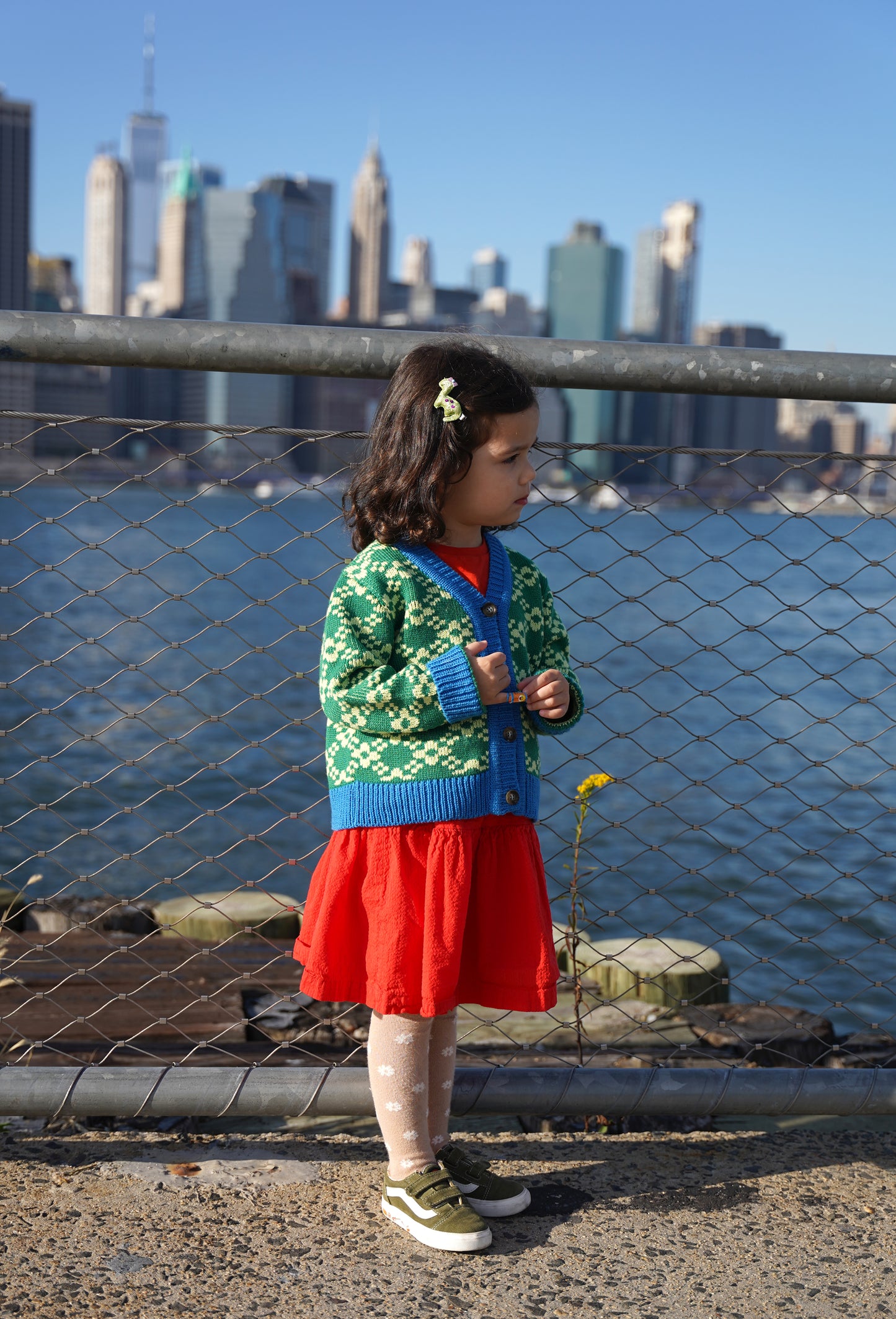 Flower Chain Cardi mini in Bright Green