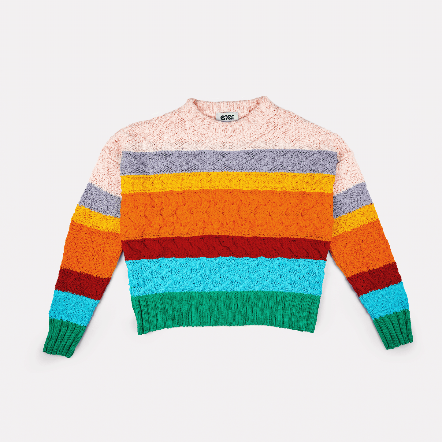 Cable Crewneck Sweater in Multicolor