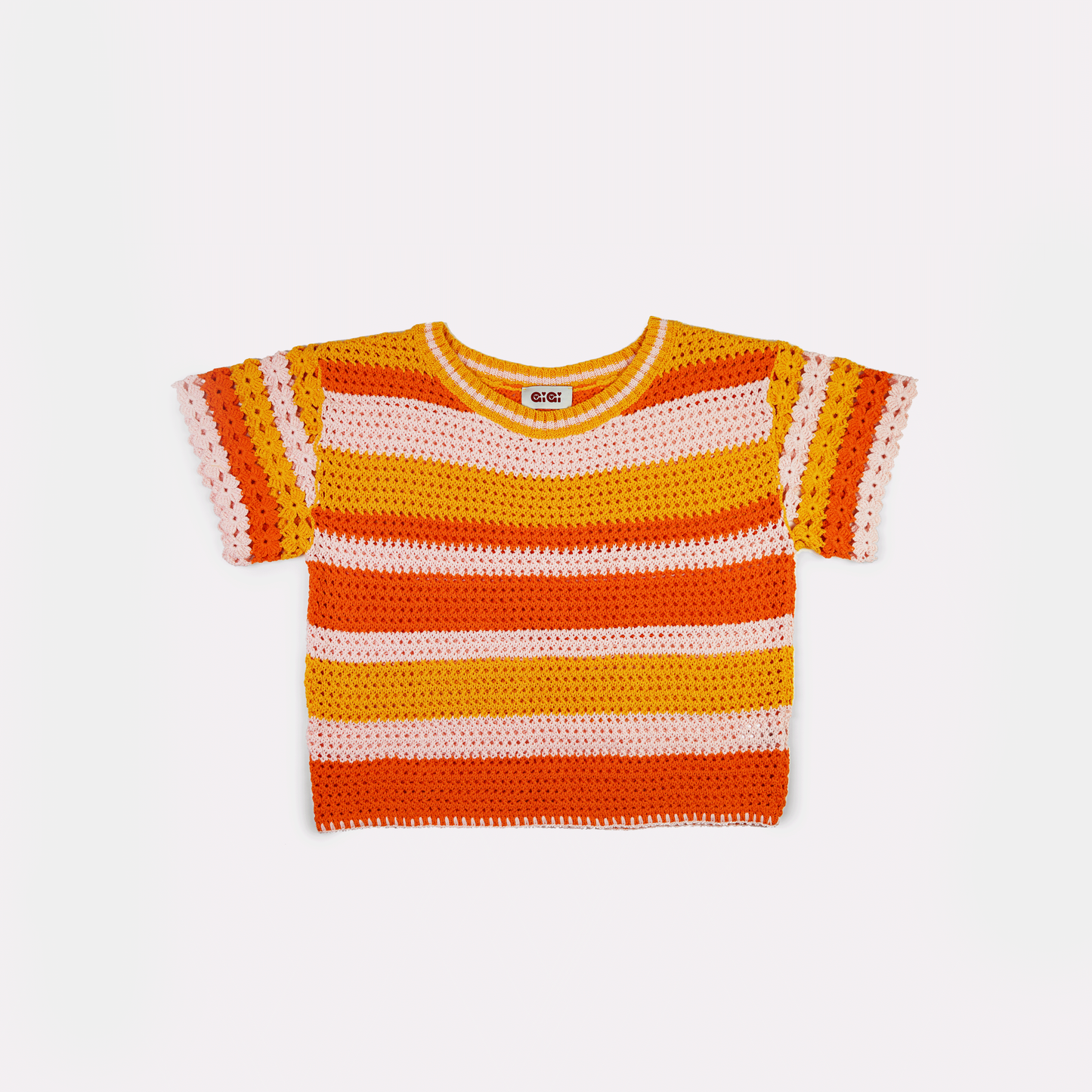 Flower Cotton T-shirt in Orange Multi