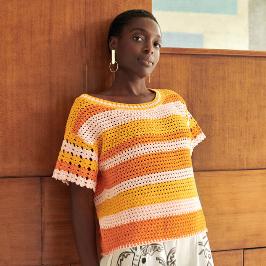 Flower Cotton T-shirt in Orange Multi