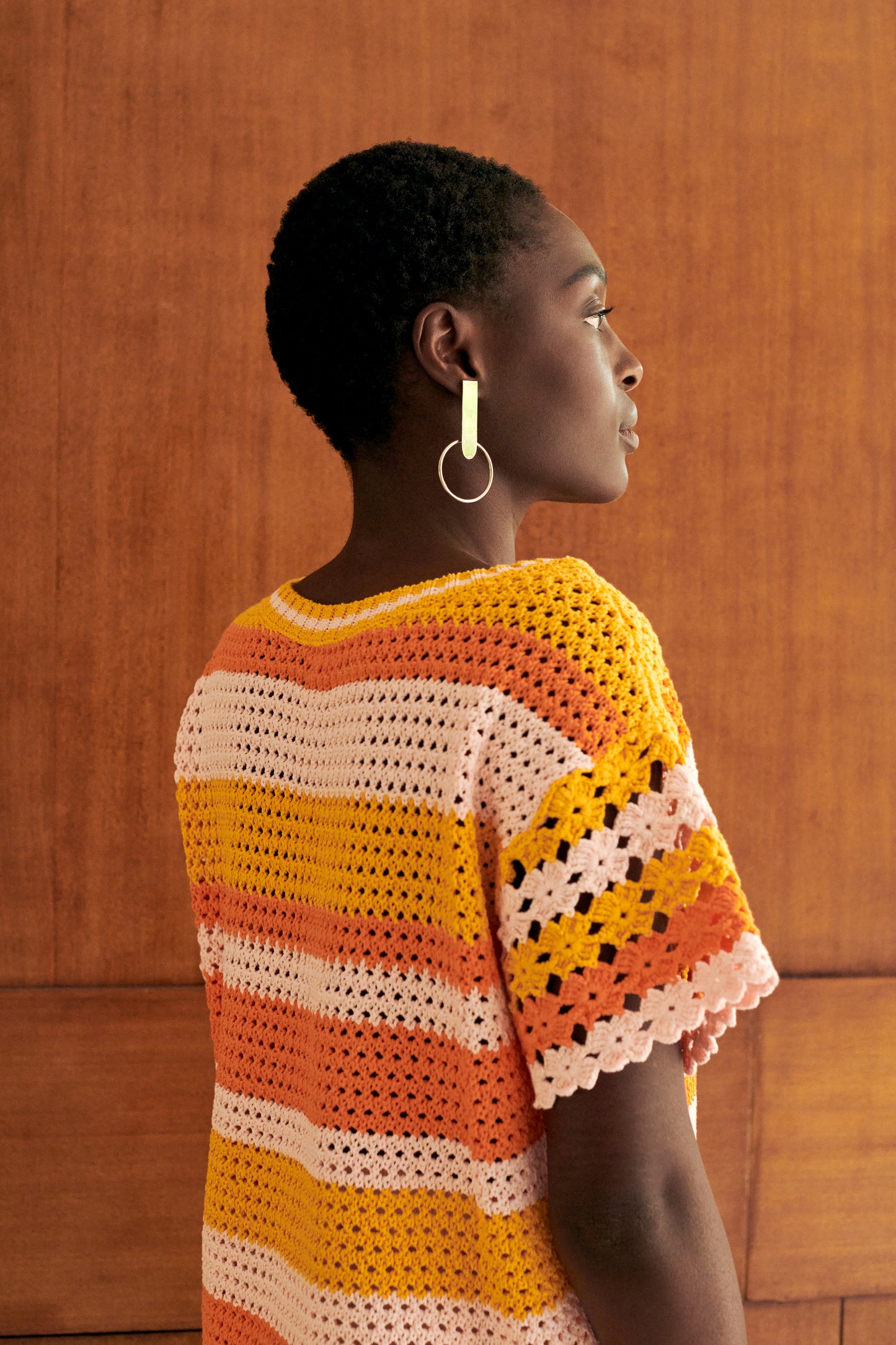 Flower Cotton T-shirt in Orange Multi