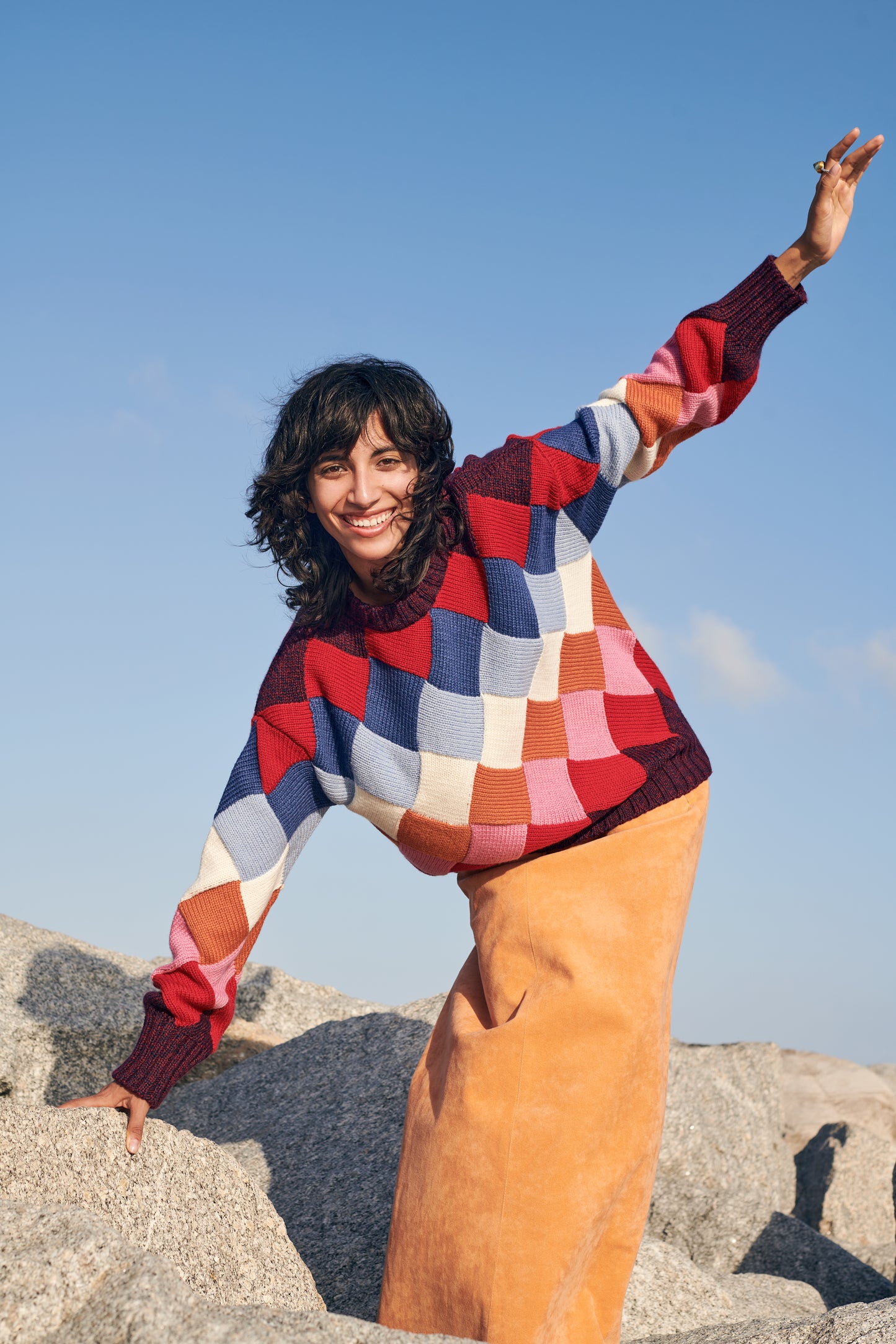 Basket-Weave Sweater in Multicolor