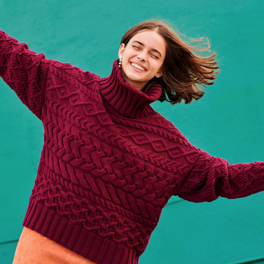 Cable Sweater in Burgundy