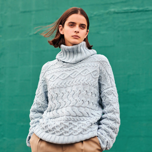 Cable Sweater in Light Blue