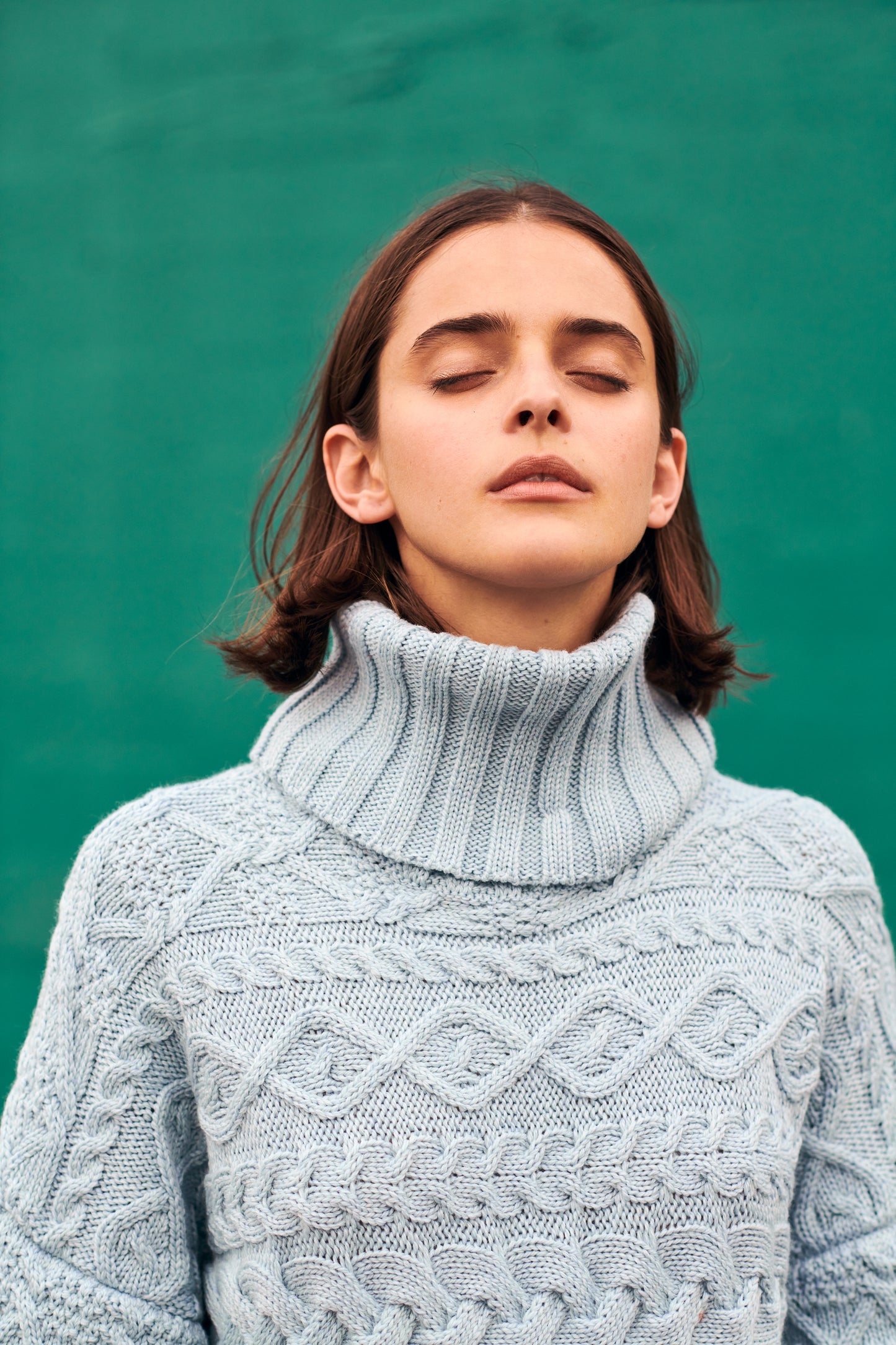 Cable Sweater in Light Blue