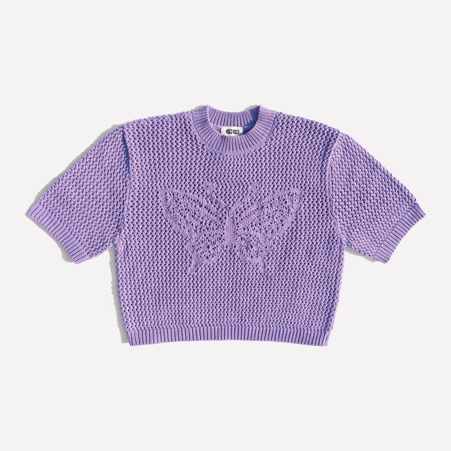 Butterfly Cotton Knit T-shirt in Violet