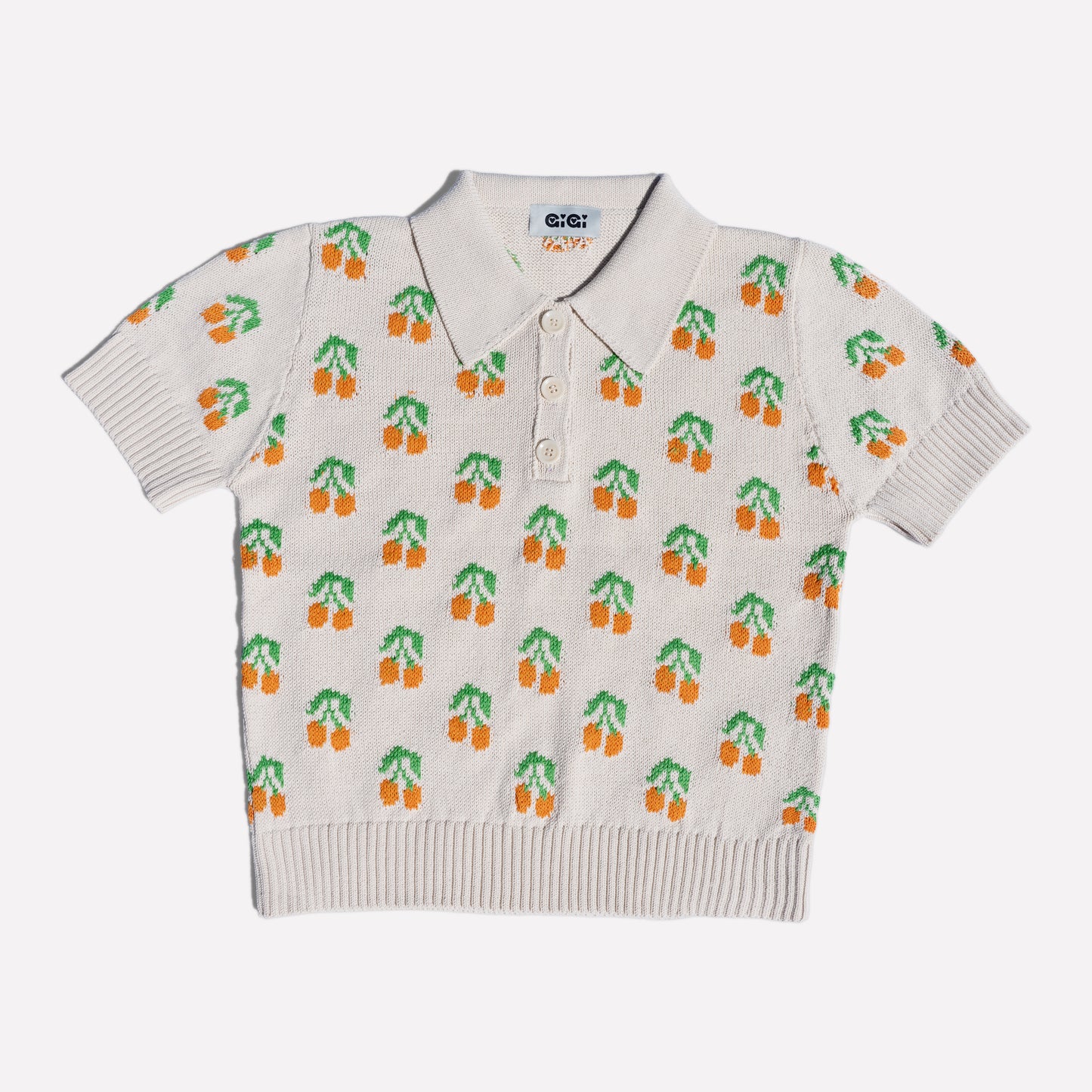 Cherry Polo Top, Natural