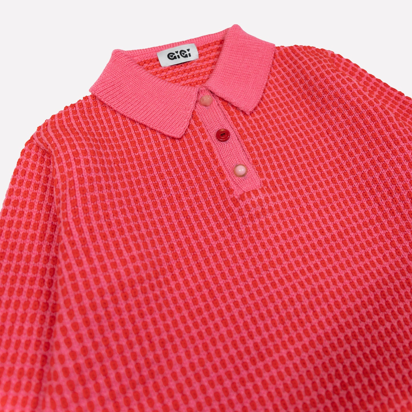 Mismatch Polo Sweater in Pink & Red Stripe